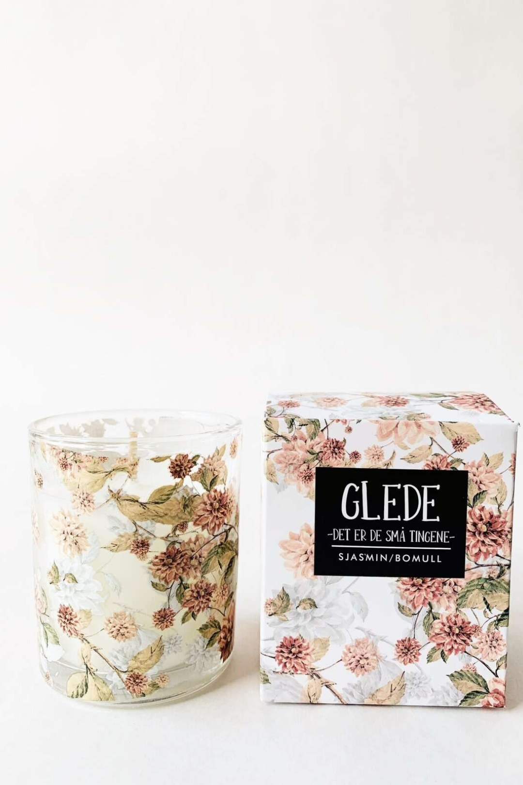 Duftlys i gaveeske 6x7cm "Glede" - Sjasmin/bomull