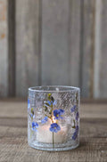 Lysglass krakelert forglemmegei 9x10 cm